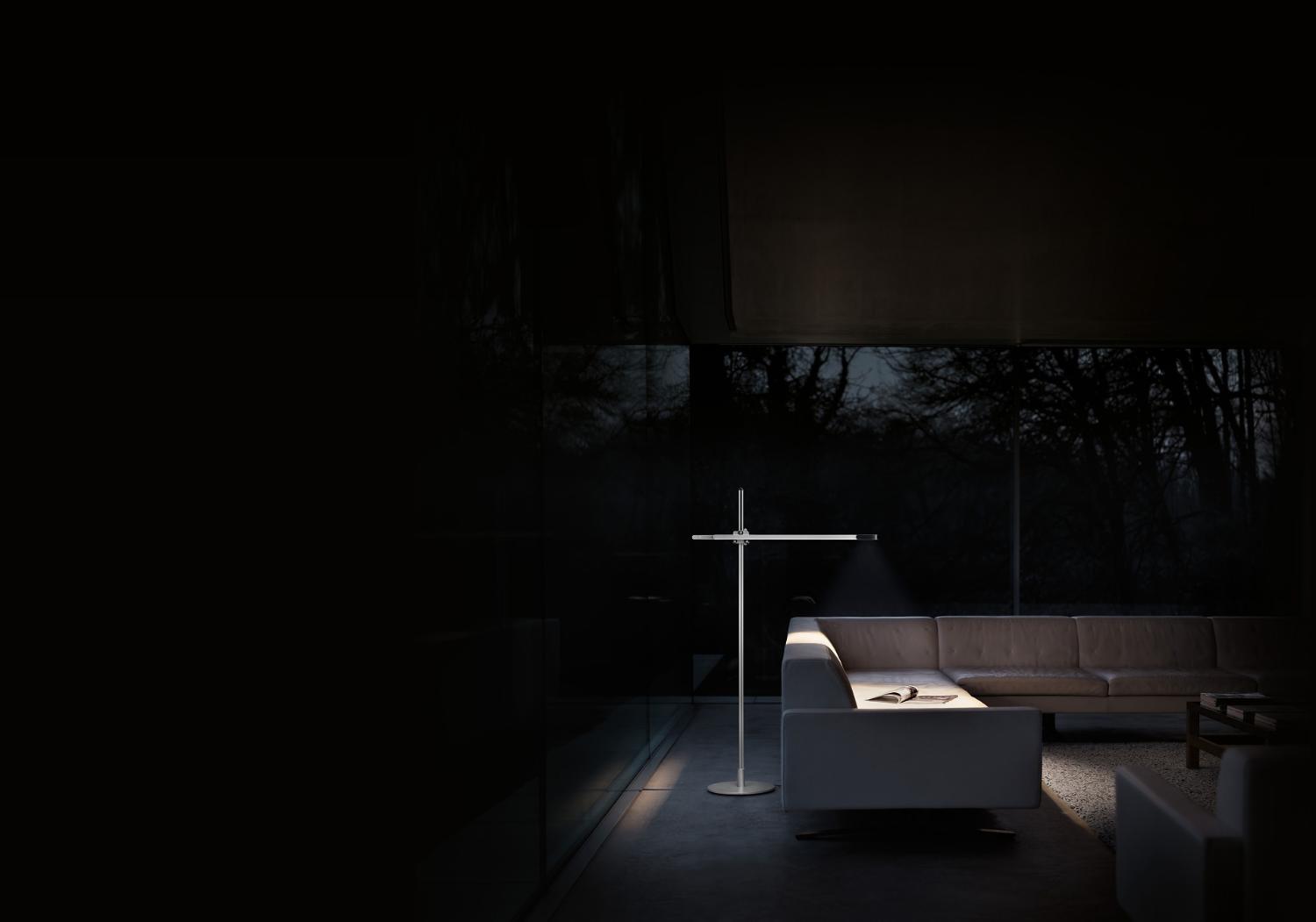 Dyson lamp over sofa